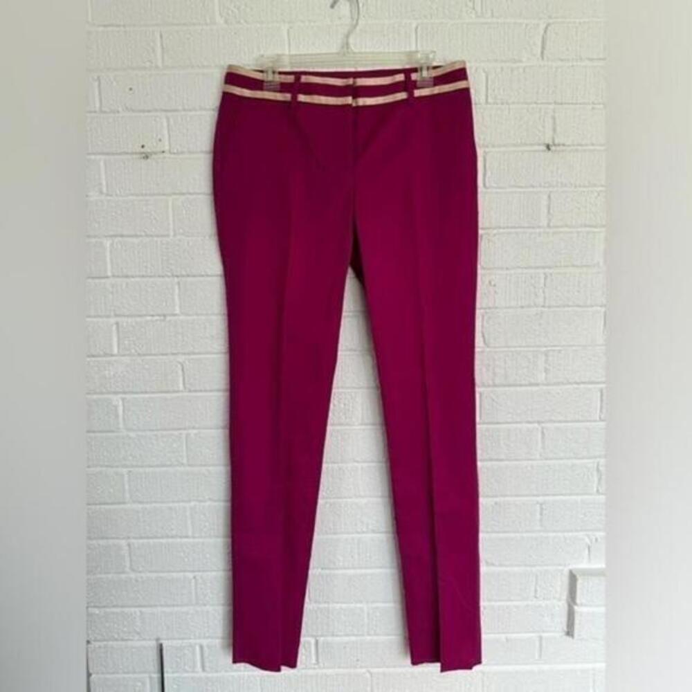 Chic Fuchsia Dress Pants with Cream Striped Waistband RED Valentino